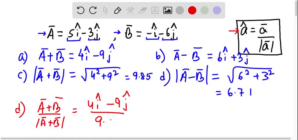 SOLVED: Consider The Two Vectors 4 5i - Jand B = -i-4j Calculate ^ + B ...