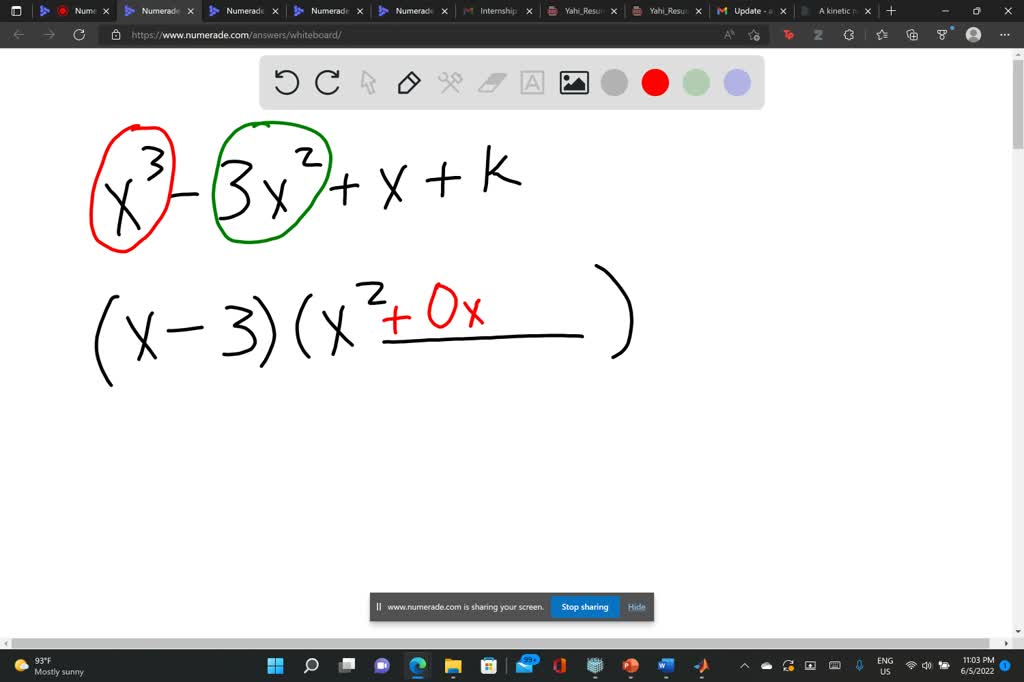 solved-determine-the-value-of-k-so-x-3-is-a-factor-of-x3-3x2-x-k