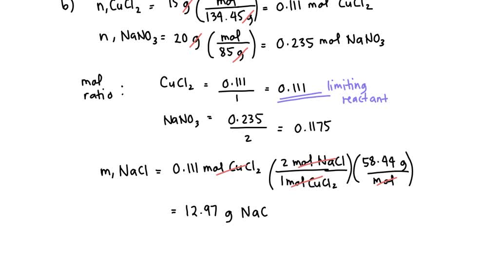 SOLVED: When copper (II) chloride reacts with sodium nitrate, copper ...