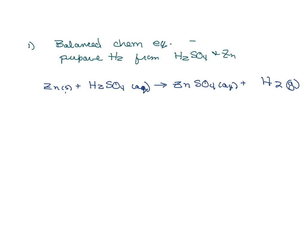 SOLVED write a balanced equation for the preparation of hydrogen by