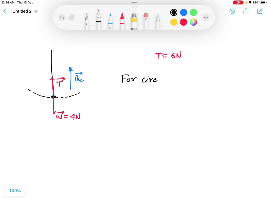 An object weighing 4 newtons swings on the end of a string as a simple