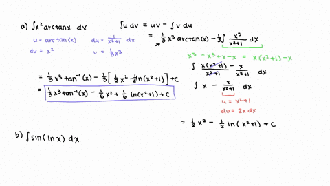 evaluate-the-following-antiderivatives-a-int-x2-arctan-x-d-x-c-int-e2-xsin-xcos-x2-d-x-b-int-sin-ln-x-d-x-d-intleft2-x21right-ex2-d-x