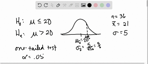 a-sample-of-36-observations-is-selected-from-a-normal-population-the-sample-mean-is-21-and-the-population-standard-deviation-is-5-conduct-the-following-test-of-hypothesis-using-the-005-signi-35158