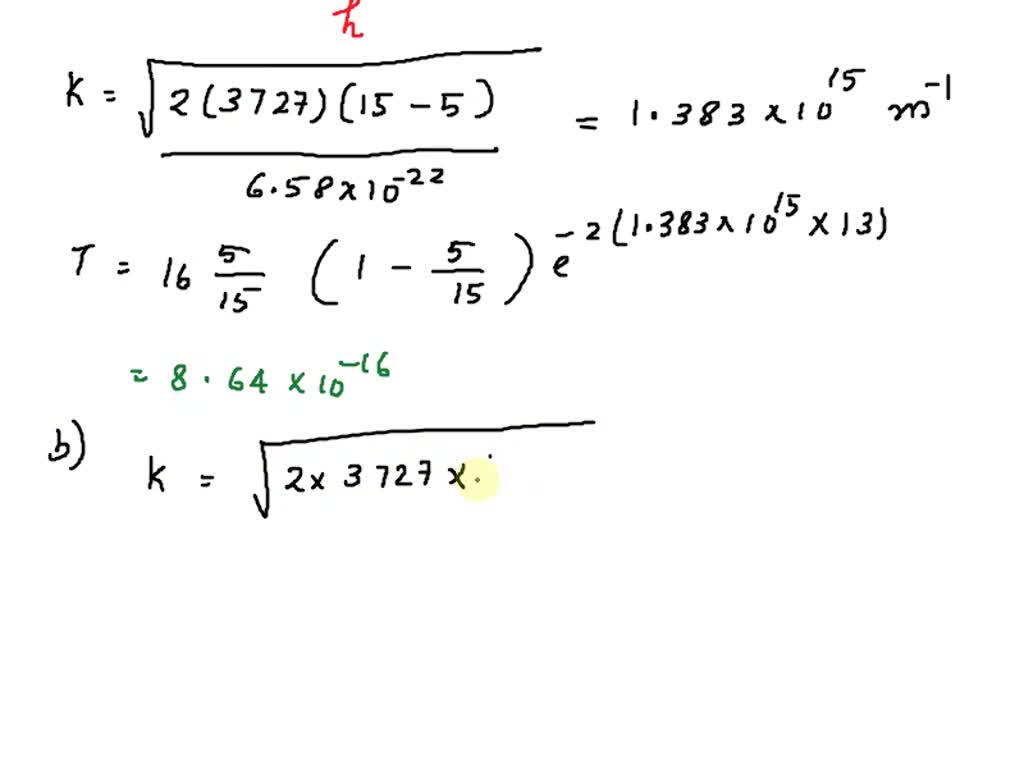 SOLVED: Calculate the transmission probability of an particle of energy ...