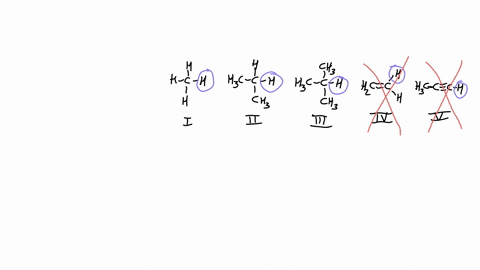 which-of-the-circled-hydrogen-atoms-is-the-least-acidic-mathrmh_3-mathrmc-mathrmc-equiv-mathrmc-mathrmh-i-ii-iii-iv-v-i-ii-iii-iv-v