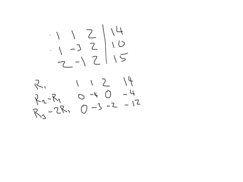 solve-the-following-system-of-linear-equations-by-using-the-gauss-elimination-method-x-y-2z-14-x-3y-2z-10-2x-y-2z-15