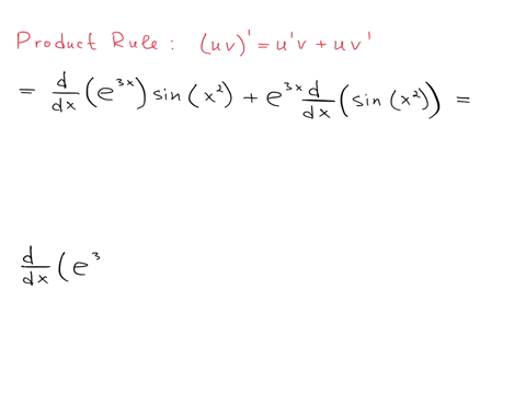 b-12-mathrmpts-find-the-following-derivatives-show-your-work-and-clearly-state-the-rules-that-are-applied-simplify-your-answer-whenever-reasonable-i-find-fracdd-x-e3-x-sin-leftx2right