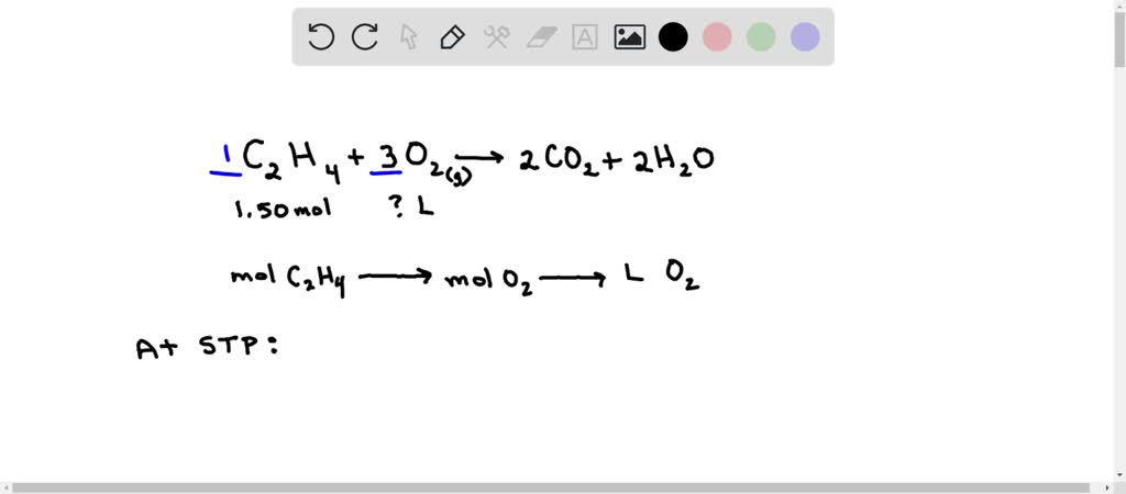 SOLVED 7. C2H4 reacts with 02 to produce CO2 and H2O. What volume