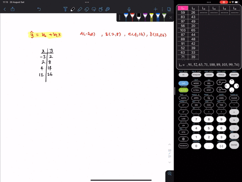 find-the-least-squares-regression-line-yb0b1xyb0b1x-through-the-points-3228414818122632284148181226-and-then-use-it-to-find-point-estimates-yy-corresponding-to-x1x1-and-x9x9-for-x1x1-yy-for-05223