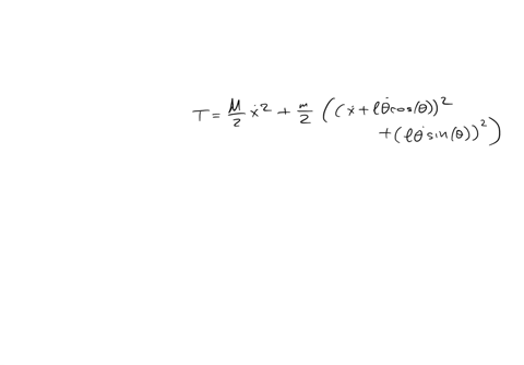 a-simple-pendulum-of-mass-m-and-length-l-hangs-from-a-trolley-of-mass-m-running-on-smooth-horizontal-rails-the-pendulum-swings-in-a-plane-parallel-to-the-rails-using-the-position-x-of-the-trolley-and