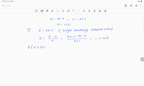 a-population-of-values-has-a-normal-distribution-with-959-and-941-you-intend-to-draw-a-random-sample-of-size-n112