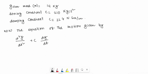 a-14-kg-object-is-attached-to-a-spring-with-spring-constant-210-kgs2it-is-also-attached-to-a-dashpot-with-damping-constant-c224-n-secmthe-object-is-pushed-upwards-from-equilibrium-with-veloc-79624