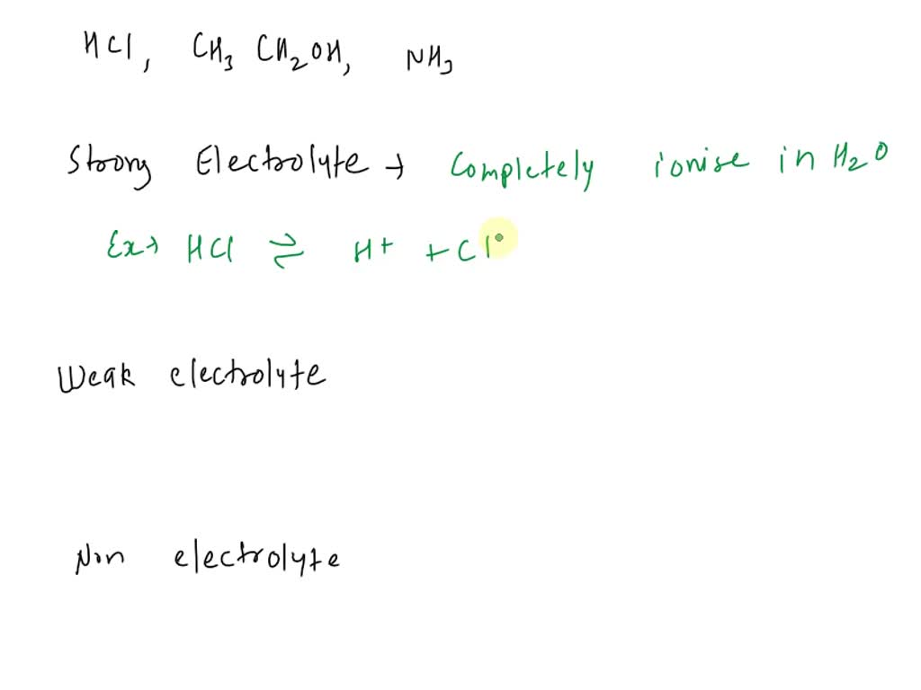 SOLVED: Define a strong electrolyte, weak electrolyte and