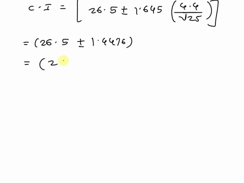 a-simple-random-sample-with-n-55-provided-a-sample-mean-of-265-and-a-sample-standard-deviation-of-44-round-your-answers-to-one-decimal-place-a-develop-a-90-confidence-interval-for-the-popula-34458