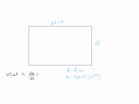 the-length-of-a-rectangle-is-given-by-6t-5-and-its-height-is-t-where-t-is-time-in-seconds-and-the-dimensions-are-in-centimeters-find-the-rate-of-change-of-the-area-with-respect-to-time-56412