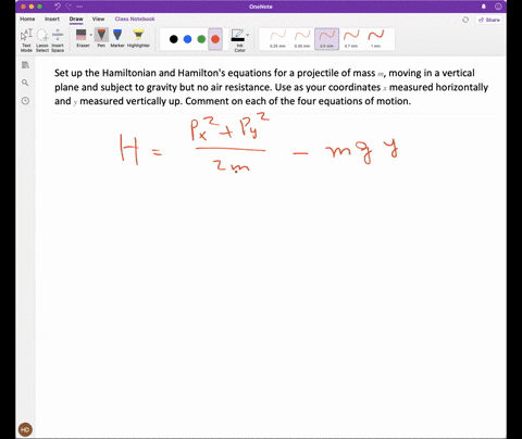 5. Hamilton Jacobi: Consider the motion of a projectile in the vertical ...