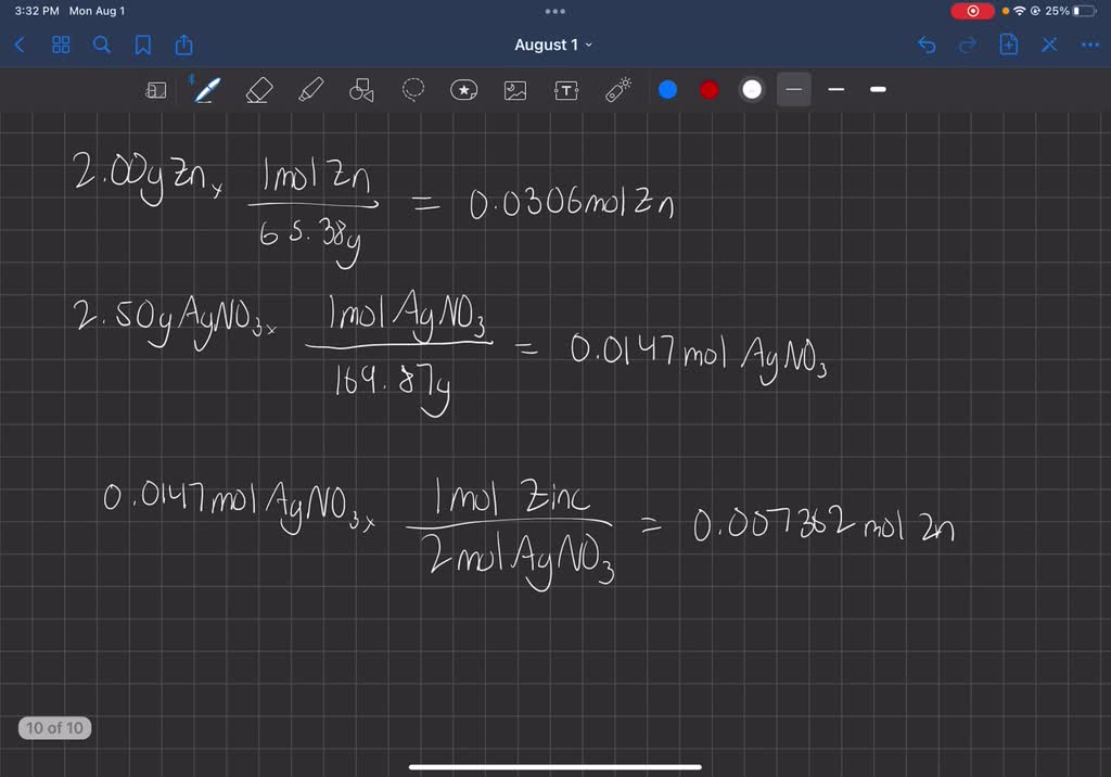SOLVED A strip of zinc metal with a mass of 2.00g is placed in an