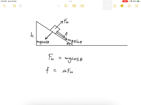 a-small-block-of-mass-m-slides-to-the-left-on-a-frictionless-horizontal-surface-with-speed-v-then-the-block-slides-up-a-rough-ramp-that-has-an-incline-angle-of-theta-the-coefficient-of-kinetic-frictio