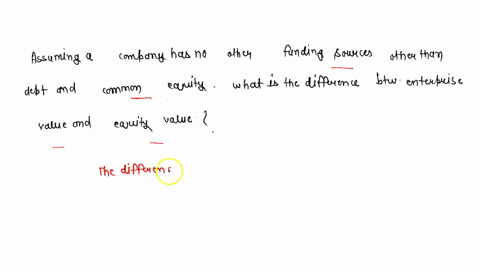 assuming-a-company-has-no-other-funding-sources-other-than-debt-and-common-equity-what-is-the-difference-between-enterprise-value-and-equity-value-55653