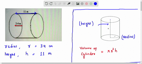 please-help-me-thank-you-find-the-volume-of-the-cylinder-in-terms-of-x-1-point-11-m-34m-not-drawn-to-scalel-12716-x-m3-748-m3-43234x-m3-6358-k-m3-49107