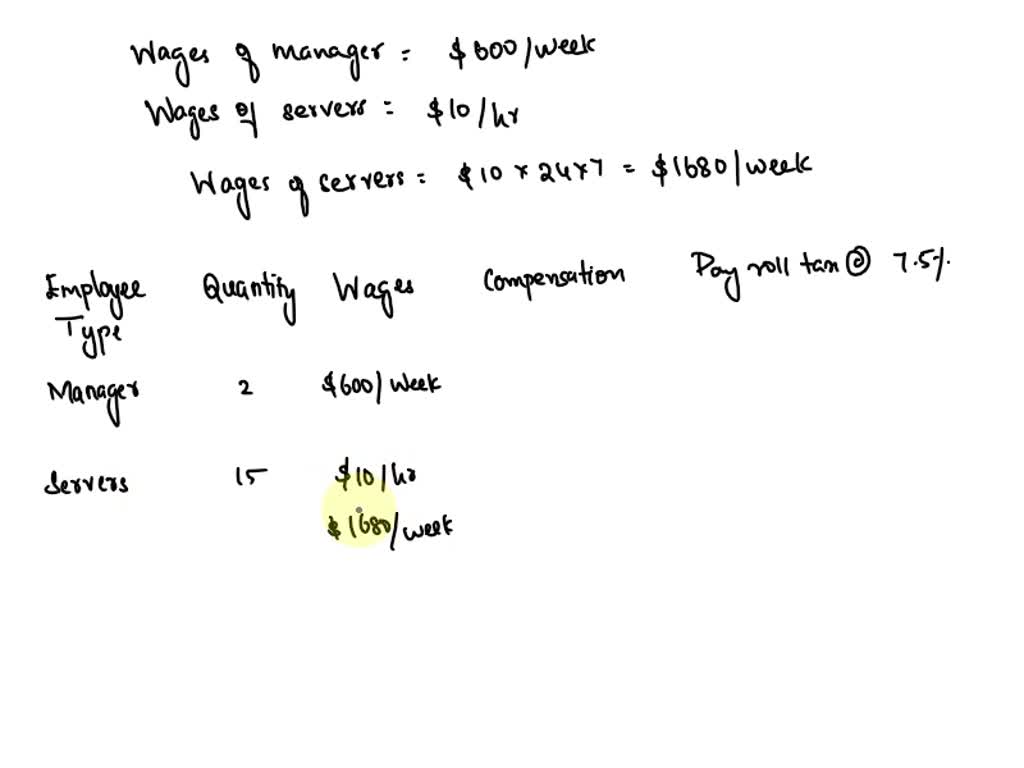Managers are paid a weekly salary, while servers are paid an hourly