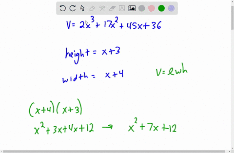 the-volume-of-a-rectangular-prism-is-determined-using-the-equation-v-2x3-17x2-45x-36-determine-an-expression-for-the-length-of-the-prism-if-the-height-is-x-3-units-and-its-width-is-x-4-units-48722