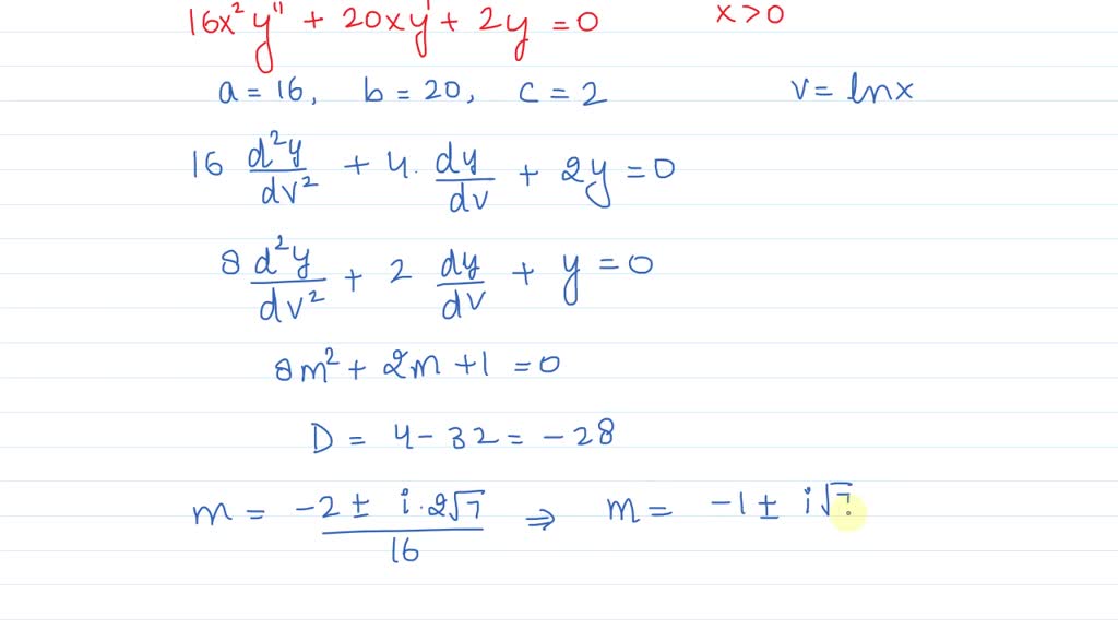 SOLVED: A second-order Euler equation is one of the form ax2y