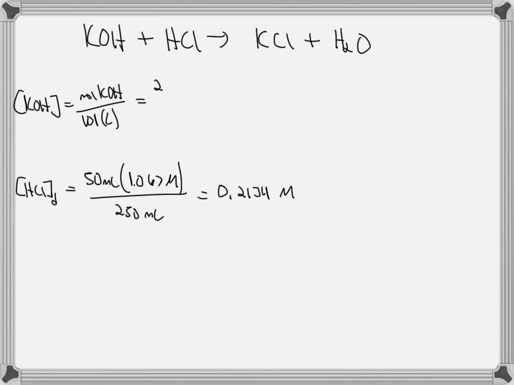 SOLVED 50 mL of a 1.067 M solution of HCl was diluted to 250 mL. The
