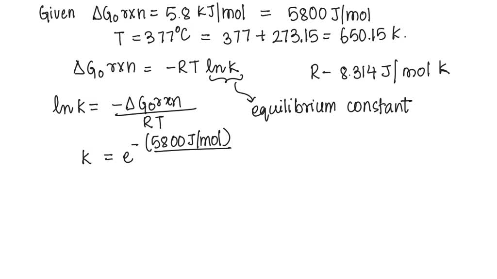 SOLVED: 5.1 The equilibrium constant for the reaction (H2) [Fe,wt] (H2O ...