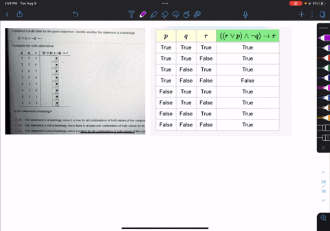 construct-truth-table-for-the-given-statement-identity-whcther-tho-statement-is-tautolugy-v-p-q-7-complete-the-truth-table-below-r-vpl-q-_r-is-the-slalement-tautology-the-statenienl-is-a-tau-21033