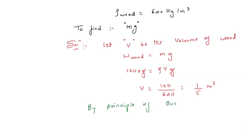 SOLVED: A log of wood of mass 120 Kg floats in water. The weight that ...