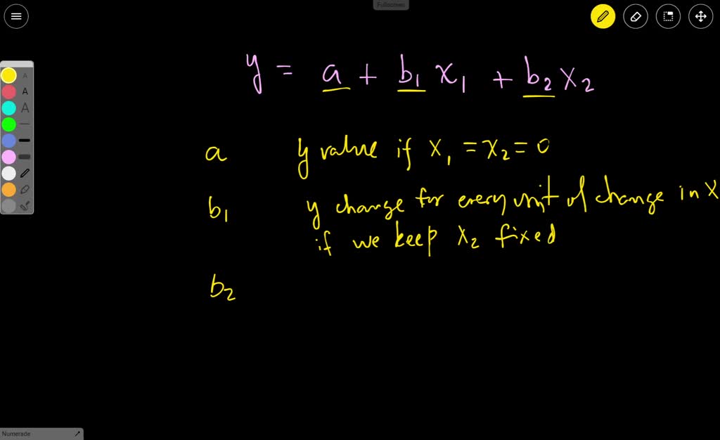 SOLVED: Suppose we have a regression model: y = a + b1*x1 + b2*x2. You ...