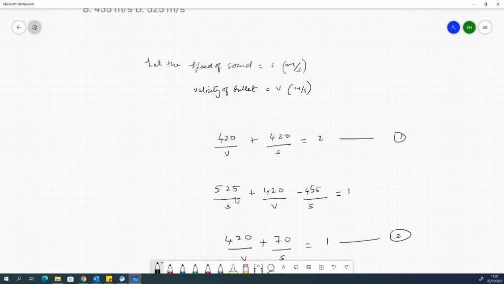 A man fires a target 420 m away and hears the bullet strike 2 second
