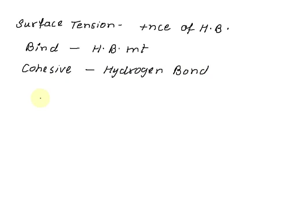 SOLVED What property of water allows for the high surface tension of