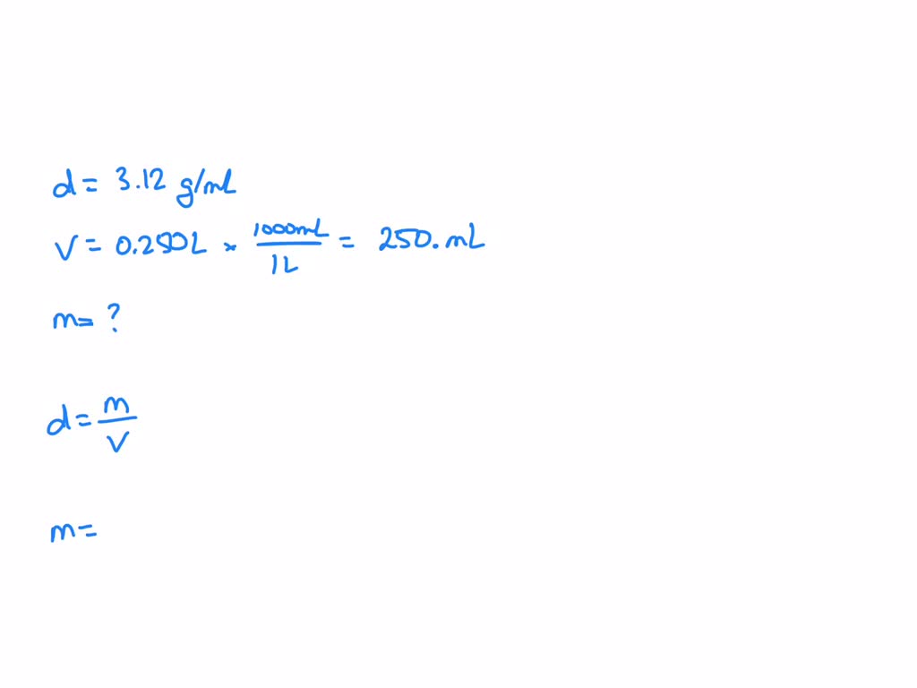 SOLVED The density of bromine (a liquid at room temperature) is 3.119