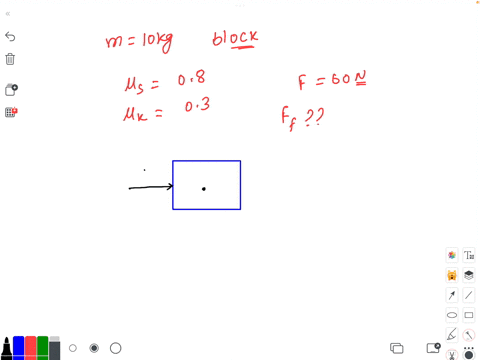 a-10-kg-block-is-at-rest-on-a-level-surface-where-the-coefficient-of-static-friction-is-08-and-that-for-kinetic-friction-is-03-a-60-n-horizontal-force-is-applied-the-frictional-force-on-the-07295