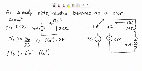 c-in-the-rl-circuit-shown-in-figure-6-the-switch-is-in-position-l-long-enough-to-establish-steady-state-conditionsand-at-t0-it-is-switched-to-position-2find-the-resulting-current-i-it-0-100v-54932