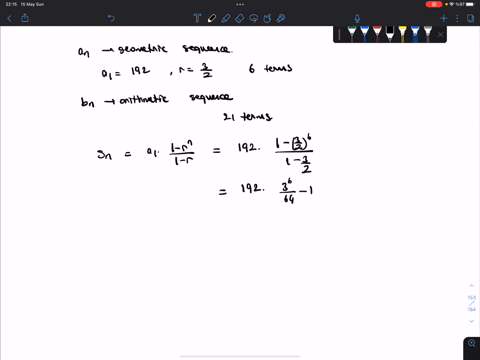 a-geometric-progression-has-6-terms-the-first-term-is-192-and-the-common-ratio-is-15-an-arithmetic-progression-has-21-terms-and-common-difference-15-given-that-the-sum-of-all-the-terms-in-th-48053