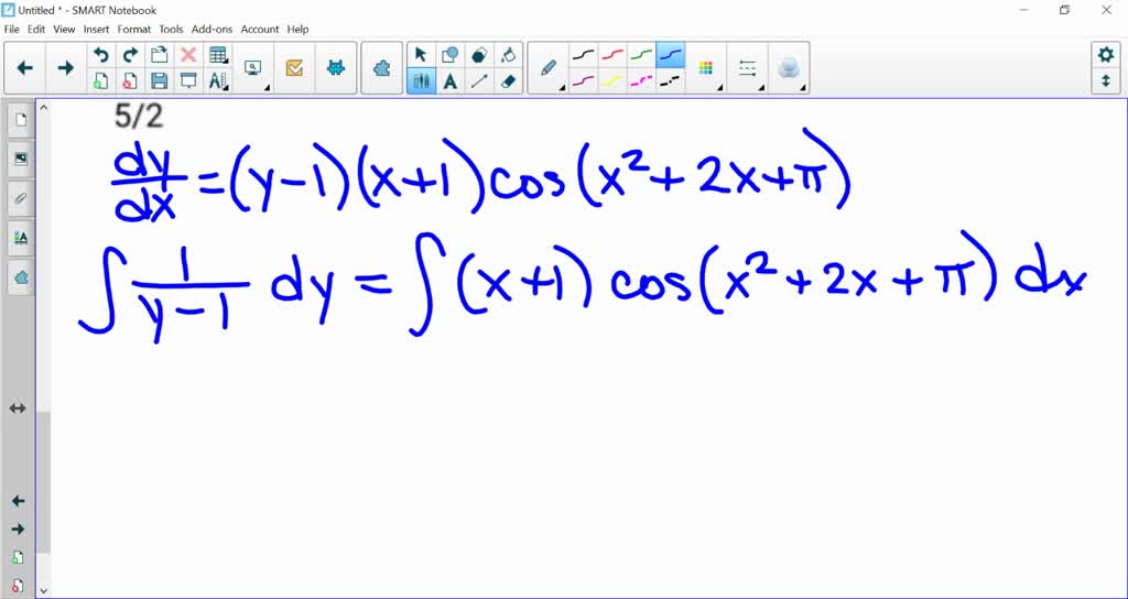 Solved Consider The Differential Equation Dy Dx Y 1 X L Cos X 2 2x 1 A Portion Of The Slope Field Of The Differential Equation Is Given Below Sketch The Solution Curves Through The Points 0 1 And 0 5 2 B Write An