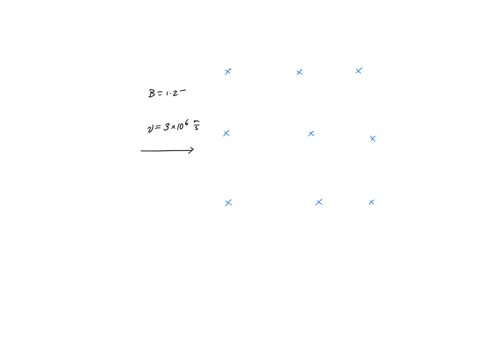 a-particle-of-mass-m-25-x-10-30-kg-and-charge-q-50-x-10-18-c-enters-a-uniform-magnetic-field-region-colored-by-yellow-perpendicularly-with-the-speed-of-v3x106-ms-the-magnitude-of-magnetic-field-is-b-1