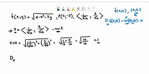 compute-the-directional-derivative-of-the-following-function-at-the-given-point-p-in-the-direction-of-the-given-vector-be-sure-to-use-a-unit-vector-for-the-direction-vector-flxy-v4-x2-2y-p2-33838