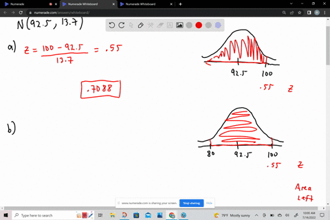 the-waist-circumference-of-males-20-29-years-old-is-approximately-normally-distributed-with-mean-925-cm-and-standard-deviation-137-cm-a-use-the-normal-model-to-determine-the-proportion-of-20-54952