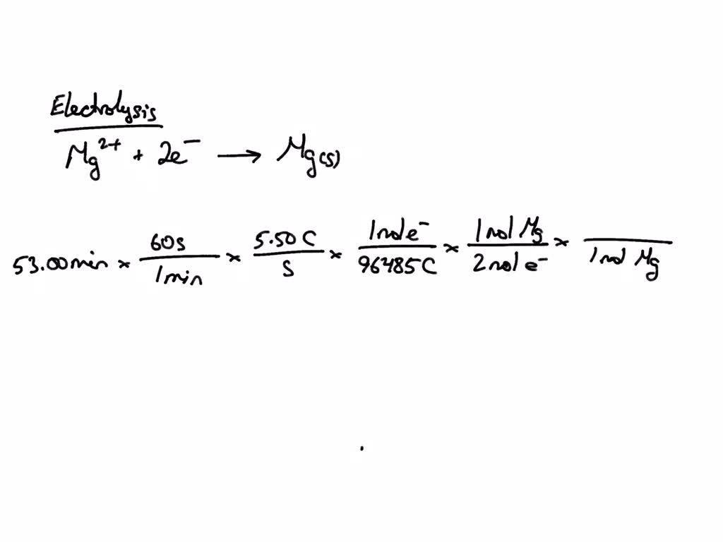 SOLVED Magnesium metal is to be produced from the electrolysis of molten magnesium bromide