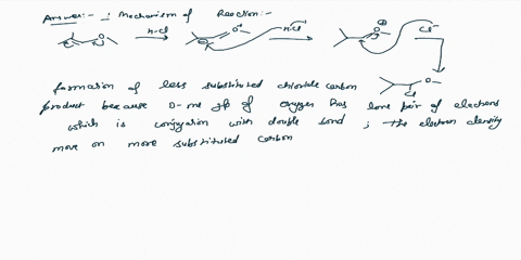 when-the-alkene-below-is-treated-with-hcl-the-major-product-obtained-has-the-chloride-on-the-less-substituted-carbon-draw-mechanism-for-this-reaction-and-provide-an-explanation-for-the-obser-26784