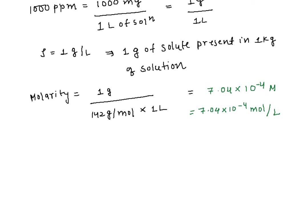 SOLVED: A Na2SO4 solution is prepared that is 1000.0 ppm (parts per ...