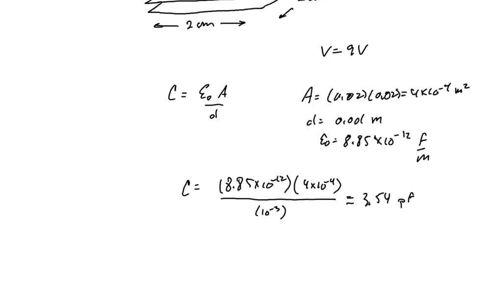 SOLVED: Two 2.0cm x 2.0cm metal electrodes are spaced 1.0 mm apart and ...