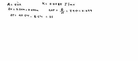 the-interior-of-a-refrigerator-has-a-surface-area-of-5-m2-it-is-insulated-by-a-22-cm-thick-material-that-has-a-thermal-conductivity-of-00085-jm-s-c-the-ratio-of-the-heat-extracted-from-the-i-50388