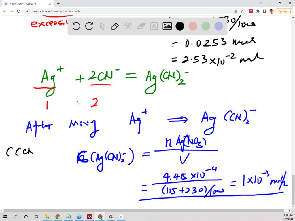 solved-a-130-0-ml-sample-of-a-solution-that-is-2-7-10-3-m-in-agno3