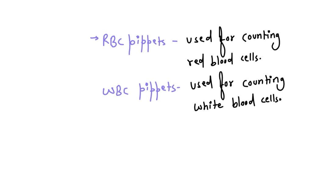 SOLVED 1. Summarize the differences between RBC and WBC pipettes. 2. Give other tests employing