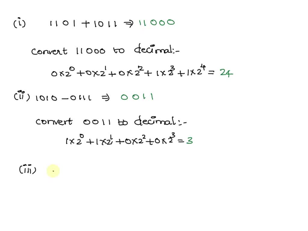 1. convert the binary number 1011 to decimal